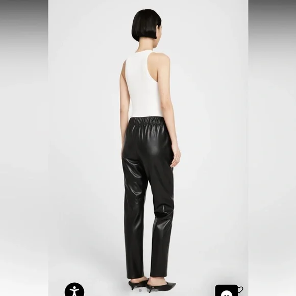 Anine Bing Colton track pant black faux leather - Picture 2 of 8